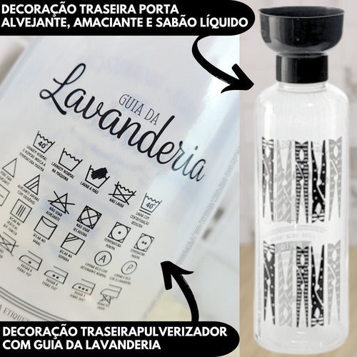 Kit Lavanderia 4 Porta Sabão Líquido/pó Amaciante Borrifador