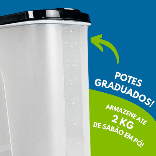 Kit 2pçs Lavanderia Porta Amaciante E Sabão Em Pó Até 2kg