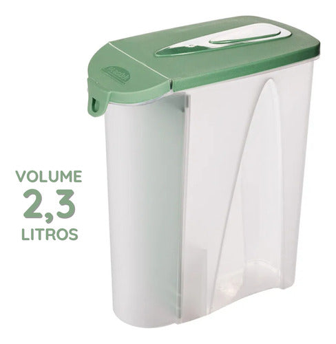 Dispenser Porta Sabão Pó Líquido Com Tampa Dosador 2,3l