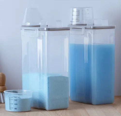 Pote Porta Sabão Em Pó E Liquido Dispenser C/tampa Hermético