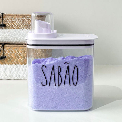 Dispenser Sabão Em Pó Ou Líquido Lavanderia 1,5l Tampa