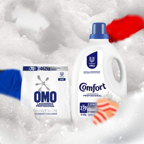 Kit Perfect White Lava Roupas Omo 4kg + Amaciante Comfort 5l