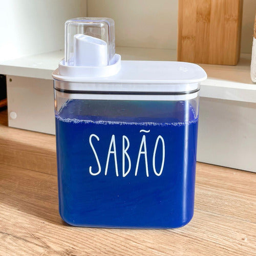 Dispenser Sabão Em Pó Ou Líquido Lavanderia 1,5l Tampa
