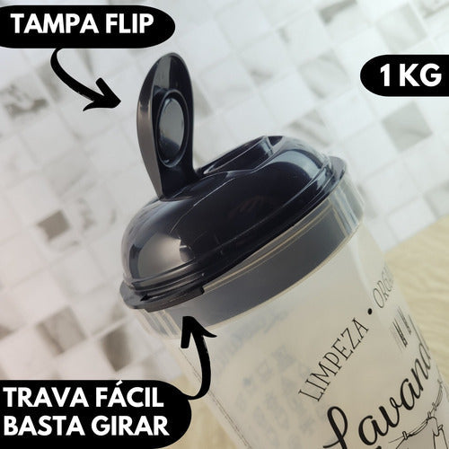 Kit Lavanderia 3pçs Porta Sabão Em Pó Amaciante E Alvejante