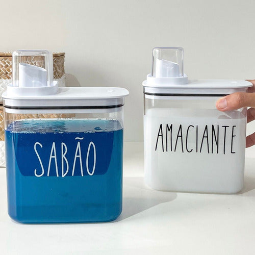 Dispenser Sabão Em Pó Ou Líquido Lavanderia 1,5l Tampa