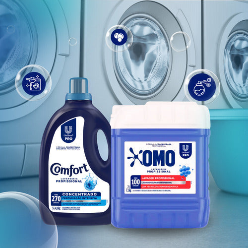Lava Roupas Lavanderia Pro Omo 7l + Amaciante Comfort 5l