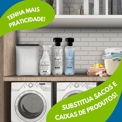 Kit Lavanderia 4p Porta Sabão Amaciante Alvejante Borrifador
