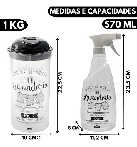 Kit Lavanderia 4 Porta Sabão Líquido/pó Amaciante Borrifador
