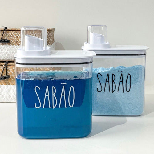 Dispenser Sabão Em Pó Ou Líquido Lavanderia 1,5l Tampa
