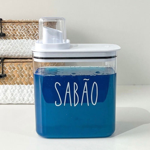 Dispenser Sabão Em Pó Ou Líquido Lavanderia 1,5l Tampa