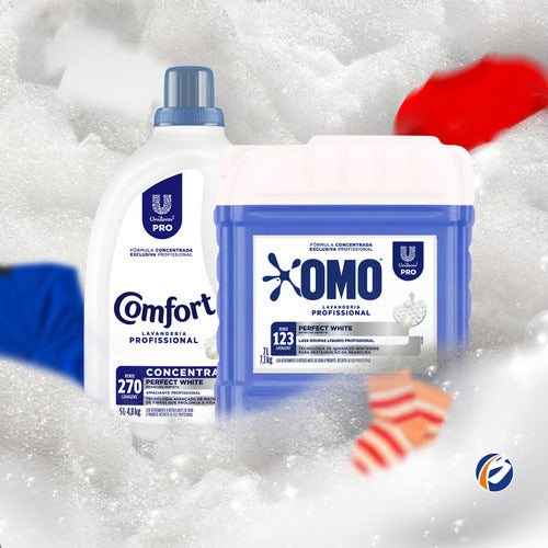 Kit Perfect White: Lava Roupas Omo 7l + Amaciante Comfort 5l