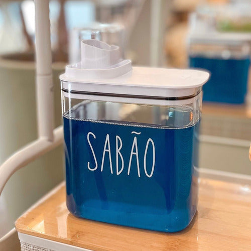 Dispenser Sabão Em Pó Ou Líquido Lavanderia 1,5l Tampa