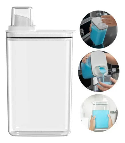 Dispenser C/ Tampa Medidora 2,3l Para Sabão Pó Liquido