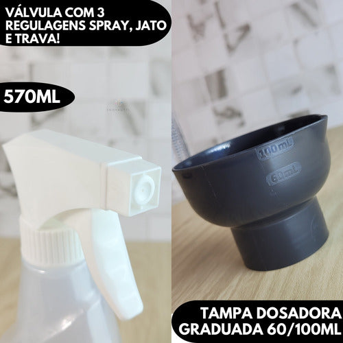 Kit Lavanderia 4 Porta Sabão Líquido/pó Amaciante Borrifador