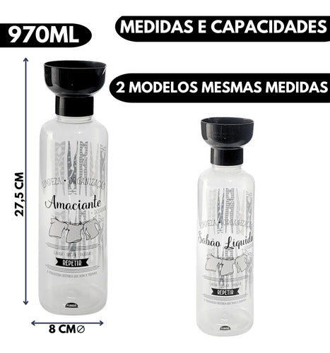 Kit Lavanderia 4 Porta Sabão Líquido/pó Amaciante Borrifador