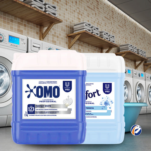 Lava Roupas Perfect White Omo 7l + Amaciante Pro Comfort 7l