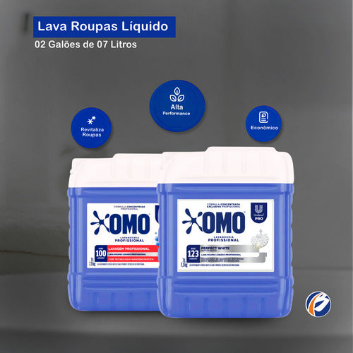 Lava Roupas Perfect White Omo 7l + Lava Roupas Pro Omo 7l