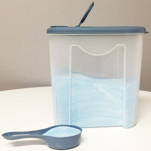 Pote Porta Sabão Em Pó De Plástico 1kg Com Tampa E Dosador