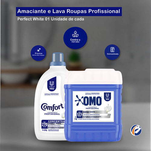Kit Perfect White: Lava Roupas Omo 7l + Amaciante Comfort 5l