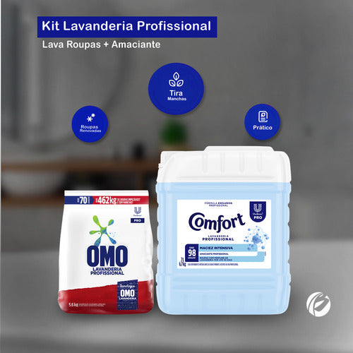 Lava Roupas Omo 5,6kg + Amaciante Lavanderia Comfort 7l