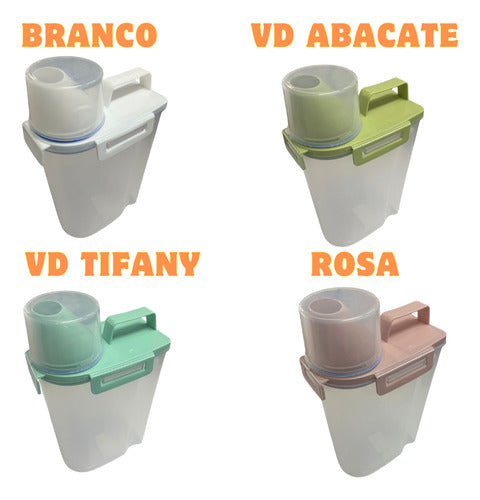 Pote Porta Sabão Em Pó E Liquido Dispenser C/tampa Hermético