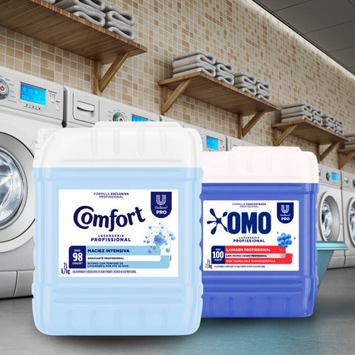 Lava Roupas Lavanderia Pro Omo 7l + Amaciante Comfort 7l