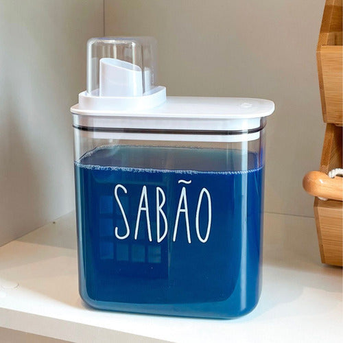 Dispenser Sabão Em Pó Ou Líquido Lavanderia 1,5l Tampa