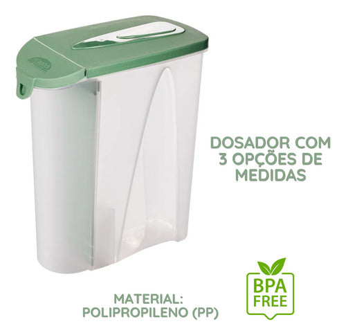 Dispenser Porta Sabão Pó Líquido Com Tampa Dosador 2,3l