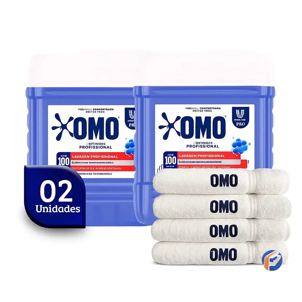 Kit 2und Lava Roupas Líquido Pro Omo 7L + 4 Toalhas Premium OMO