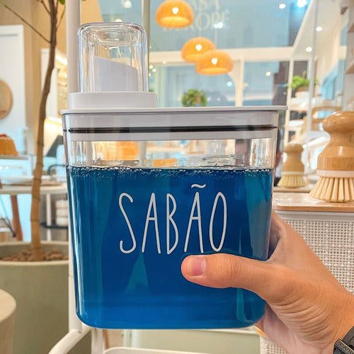 Dispenser Sabão Em Pó Ou Líquido Lavanderia 1,5l Tampa