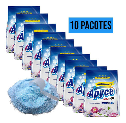 Kit 10 Sabão Em Pó Lava Roupas Ápyce Limpa Bem E Barato