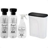 Kit Lavanderia 4p Porta Sabão Amaciante Alvejante Borrifador