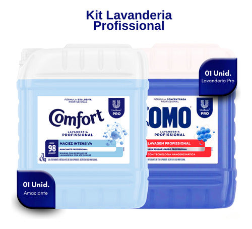 Lava Roupas Lavanderia Pro Omo 7l + Amaciante Comfort 7l