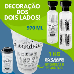Kit Lavanderia 5p Porta Sabão Amaciante Alvejante Borrifador