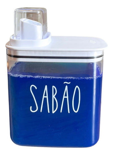 Dispenser Sabão Em Pó Ou Líquido Lavanderia 1,5l Tampa