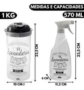 Kit Lavanderia 4 Porta Sabão Líquido/pó Amaciante Borrifador