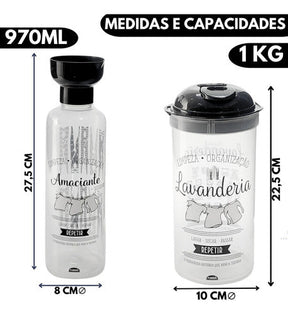 Kit Lavanderia 3pçs Porta Sabão Em Pó Amaciante E Alvejante