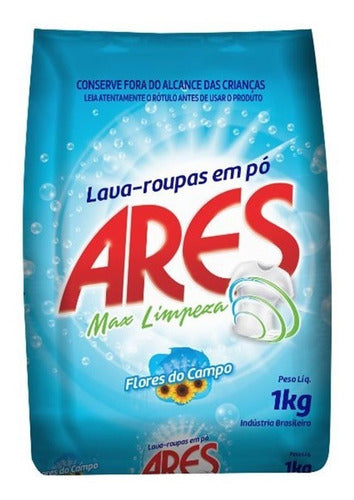 Sabão Em Pó Ares 1kg Flores Do Campo Lava Roupas Max Limpeza