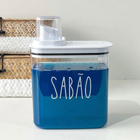 Dispenser Sabão Em Pó Ou Líquido Lavanderia 1,5l Tampa