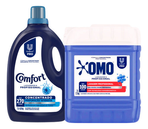 Lava Roupas Lavanderia Pro Omo 7l + Amaciante Comfort 5l