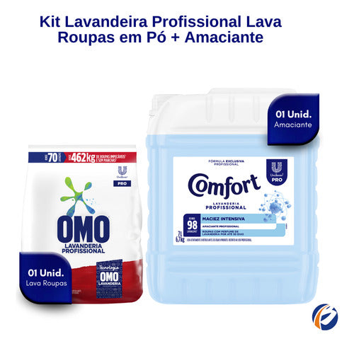 Lava Roupas Omo 5,6kg + Amaciante Lavanderia Comfort 7l