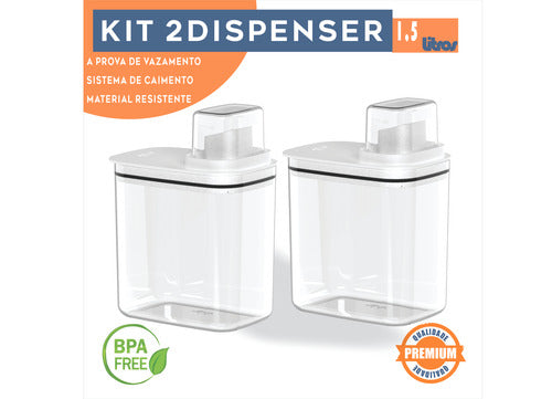 Kit 2 Dispenser Amaciante Sabão Líquido 1,5l Organizador Ou
