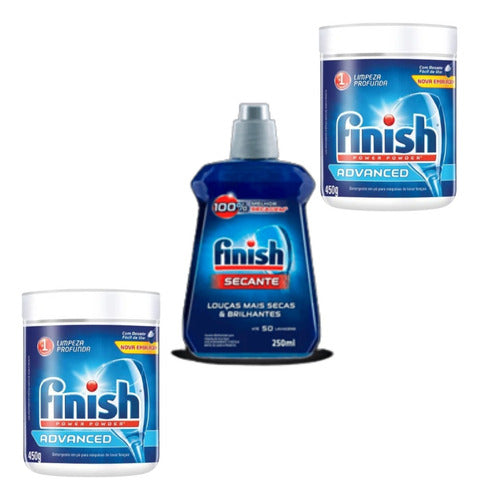 Detergente Pó 450g  Secante 250g Maquina Lavar Louças Kit