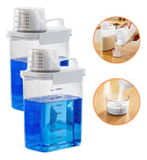 2 Potes Porta Sabão Pó Liquido Amaciante Dispenser Hermético