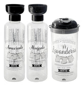 Kit Lavanderia 3pçs Porta Sabão Em Pó Amaciante E Alvejante