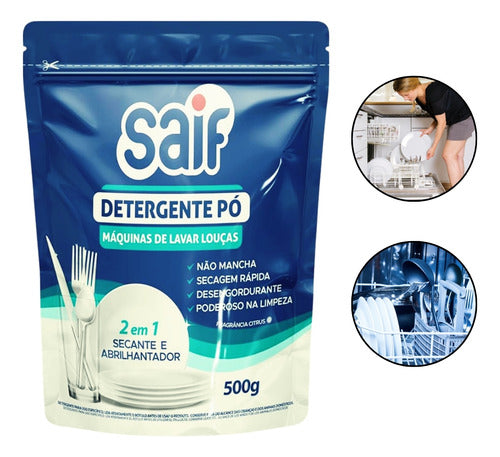 Detergente Em Pó Máquina De Lavar Louças Sabão 500g Secante