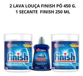 Detergente Pó 450g  Secante 250g Maquina Lavar Louças Kit