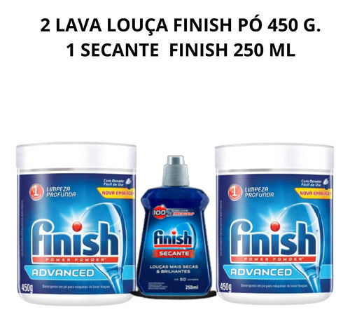 Detergente Pó 450g  Secante 250g Maquina Lavar Louças Kit