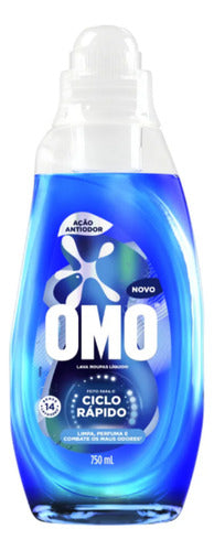 Kit C/ 2 Lava Roupas Líquido Omo Ciclo Rápido 750ml