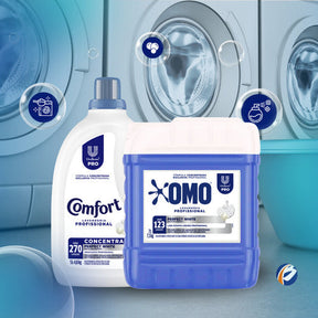 Kit Perfect White: Lava Roupas Omo 7l + Amaciante Comfort 5l